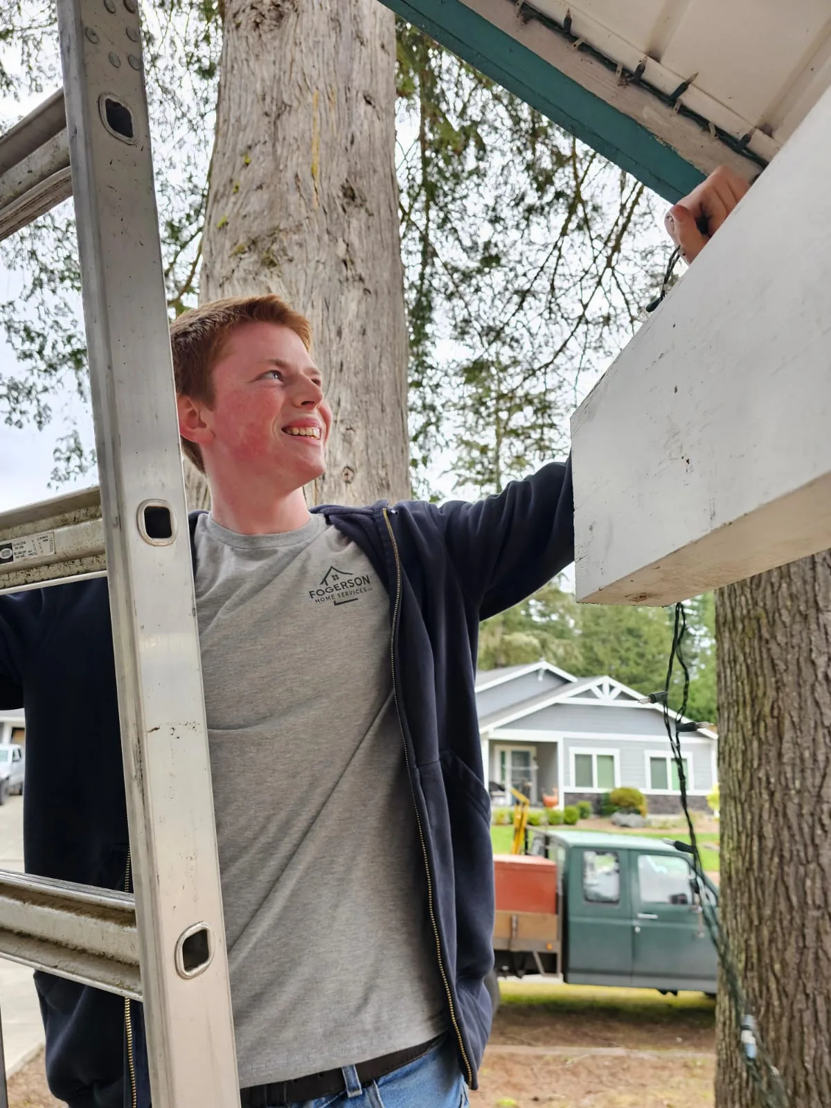 Gutter cleaning and roof debris cleanup service example